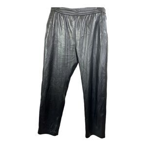HUGO BOSS Women's Faux Leather Cropped Trouser Pants Black Size 10